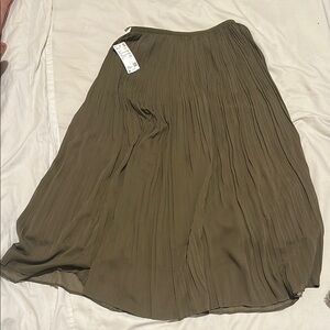 Olive Green Pleated Women's Skirt